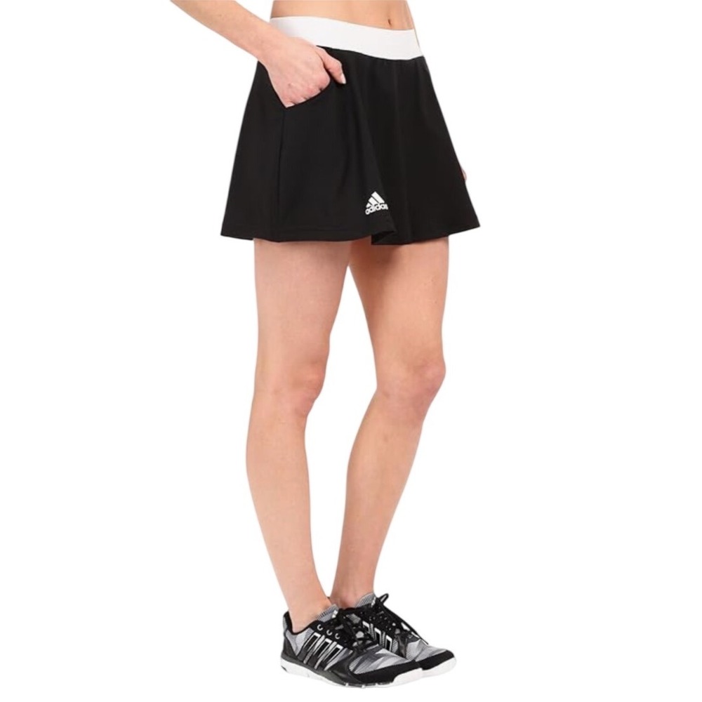 Adidas Climalite Tennis Skort‎ Black White Waistband Pockets Womens Size XS TP